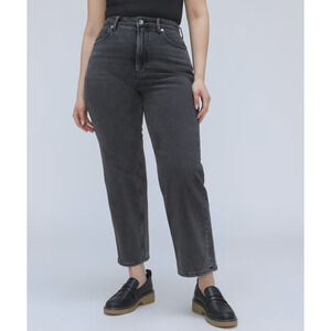NWT Everlane Sz 28 The Curvy Way High Straight Jean Washed Black Organic Cotton